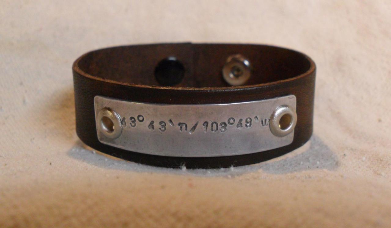 Men's Leather Bracelet Longitude Latitude Custom Gps Coordinates Bracelet