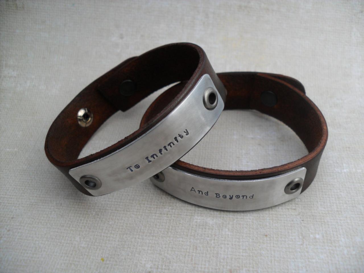 To Infinity And Beyond Bracelets 2 Matching Leather Bracelets Couples Set Of Two Couples Gift